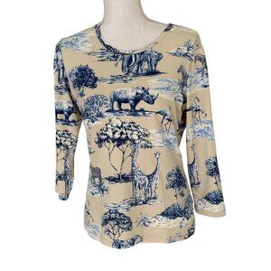 J. McLaughlin Size Small Catalina Cloth Elephant Safari Print Nylon / Spandex